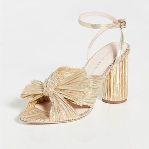 Loeffler Randall Camellia Gold Pleated Bow Heel